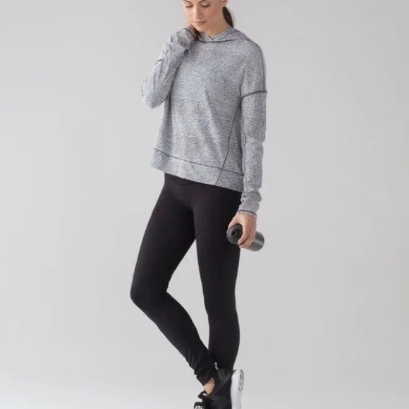 Lululemon Squad Goals Hoodie Sheer Luon Pebble Jacquard White Black Pullover 2 - Picture 3 of 10